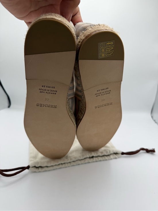 Hermes Striped Espadrille Slip-Ons with Logo Dust Bag size 44